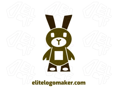 Logotipo creativo con un conejo de juguete en marrón y verde con diseño abstracto, combinando elementos divertidos con innovación artística.