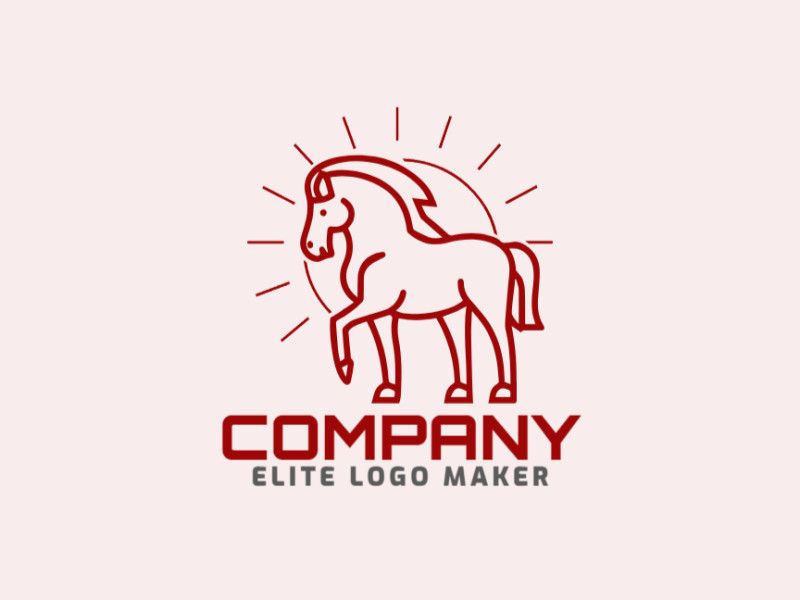 Una representación monolineal de un caballo entrenado, capturando elegancia y fuerza en un diseño de logo pulido.