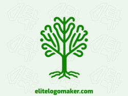 Illustrative logo created with abstract shapes forming a tree with the color green.