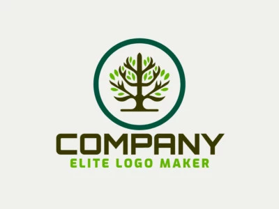 Un logotipo profesional en forma de árbol con un estilo circular, en colores verde y marrón oscuro.