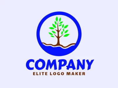 Crie um logotipo memorável para sua empresa com a forma de uma árvore combinado com uma água com estilo minimalista e design criativo.