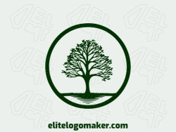 Creative logo in the shape of a tree combined with a circle with a refined design and simple style.