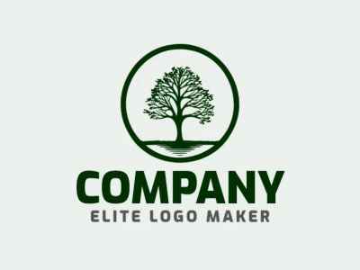 Logotipo creativo en forma de un árbol combinado con un circulo con diseño refinado y estilo simple.