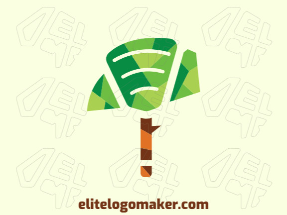 Stylized logo with the shape of a tree combined with a spoon with green and brown colors.