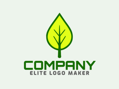 Minimalist logo design with solid shapes forming an tree leaf with a creative design with yellow and dark green colors.