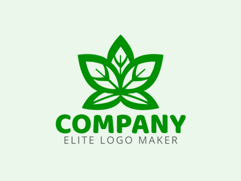Create a vectorized logo showcasing a contemporary design of tree leaves and simple style, with a touch of sophistication and dark green color.