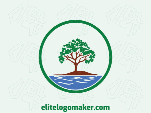 Professional logo in the shape of a tree combined with a river with creative design and illustrative style.