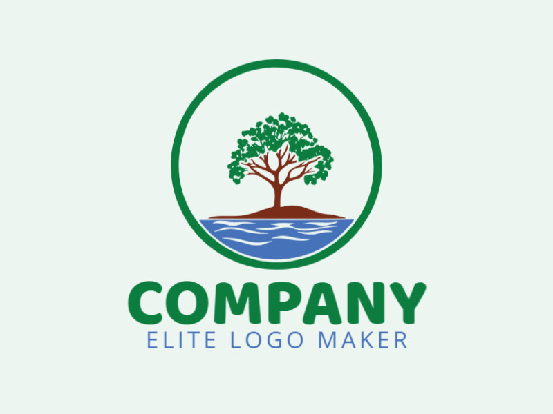 Professional logo in the shape of a tree combined with a river with creative design and illustrative style.