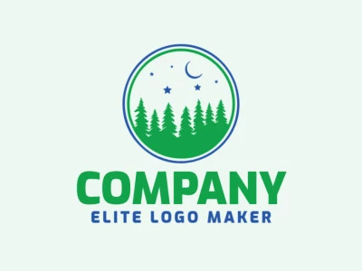 Logotipo en forma de un árbol combinado con un cielo en colores verde y azul, este logotipo es ideal para diferentes áreas de negocio.