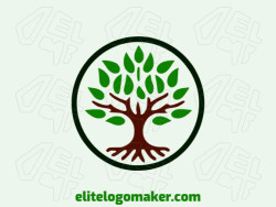 Customizable logo in the shape of a tree with leaves with an abstract style, the colors used were brown and dark brown.
