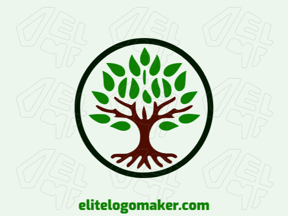 Customizable logo in the shape of a tree with leaves with an abstract style, the colors used were brown and dark brown.