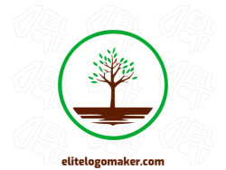 A versatile and meticulously crafted logo with the shape of a tree with leaves in a creative style; the chosen colors were green and dark brown.