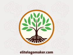 Um logotipo minimalista retratando uma árvore serena com folhas, simbolizando crescimento e harmonia.