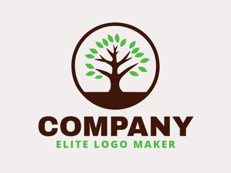 Logotipo profissional com a forma de uma árvore com folhas, com design criativo e estilo criativo.