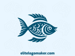 Professional logo in the shape of a tropical fish with an abstract style, the color used was blue.