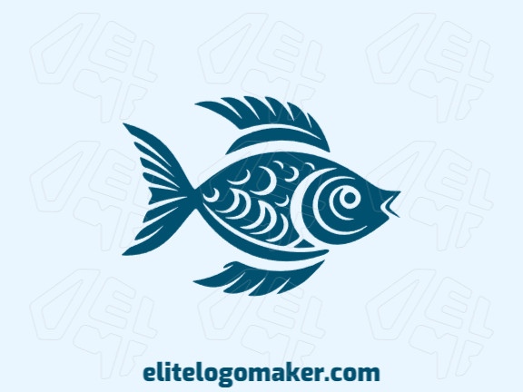 Logotipo profissional com a forma de um peixe tropical com estilo abstrato, a cor utilizada foi azul.