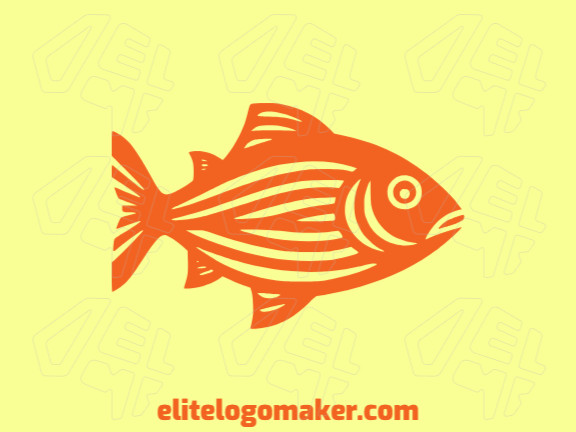 Emblema contemporâneo com um peixe tropical, primorosamente trabalhado com uma estética elegante e estilo criativo.