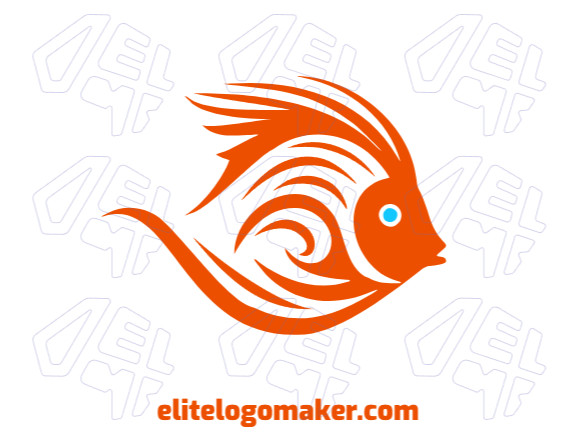 Logotipo memorável com a forma de um peixe tropical com estilo tribal, e cores customizáveis.