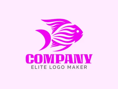 A tribal-style tropical fish in vibrant pink, creating a unique and exotic logo design.