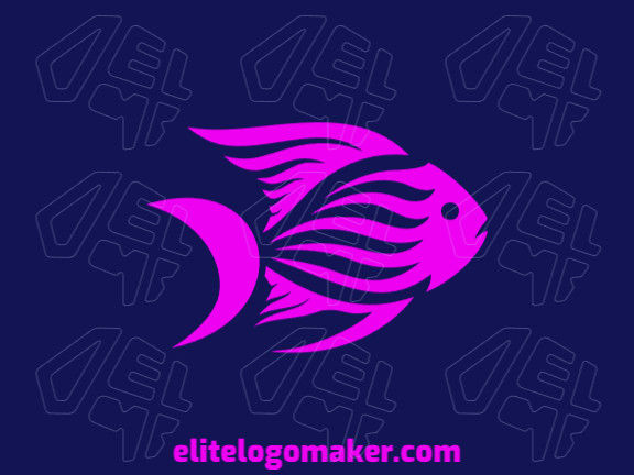 Um peixe tropical em estilo tribal, em rosa vibrante, criando um design de logotipo único e exótico.