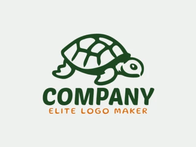 Logotipo con diseño creativo, formando una tortuga con estilo hecho a mano y colores personalizables.