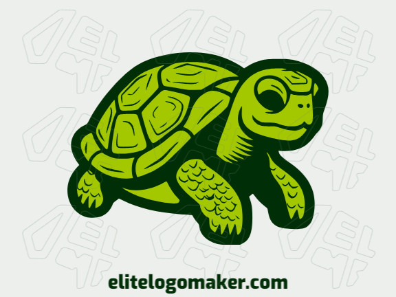Emblema contemporâneo com uma tartaruga, primorosamente trabalhado com uma estética elegante e estilo artesanal.