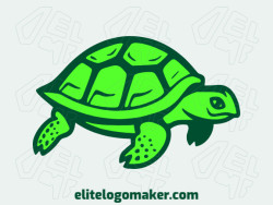 Professional logo in the shape of a turtle with an animal style, the colors used were green and dark green.