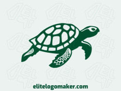 Adaptable logo in the shape of a turtle with a simple style, the color used was dark green.