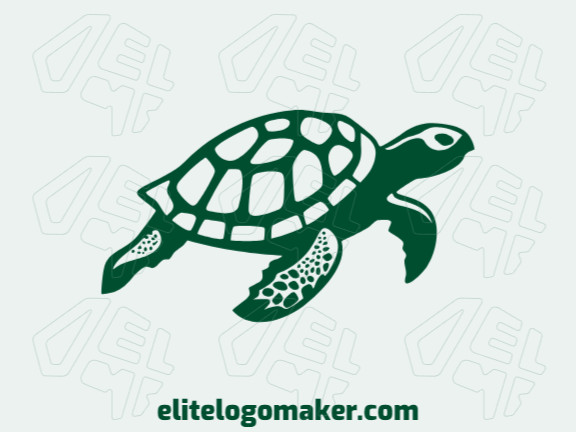 Logotipo adaptável com a forma de uma tartaruga com estilo simples, a cor utilizada foi verde escuro.