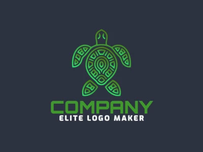 Un logotipo refinado y llamativo que presenta un diseño de tortuga personalizable con un estilo de degradado.