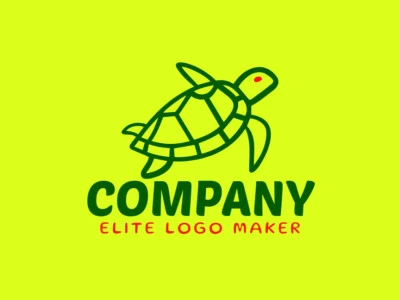 Un logotipo monolineal con una tortuga verde, perfectamente diseñado para simbolizar una identidad de marca buena e ideal.