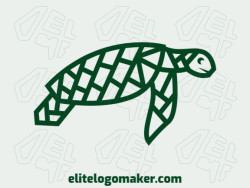 Logo design with the illustration of a turtle with a unique design and outline style.