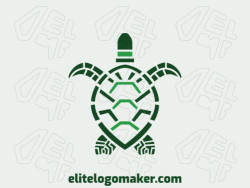 Symmetry logo design created with abstract shapes forming a turtle with the green color.