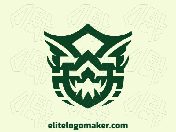 Logo available for sale in the shape of a turtle with abstract design and green color.