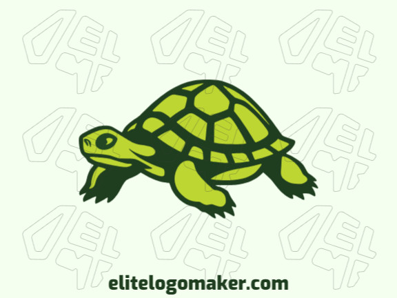 Crie seu próprio logotipo com a forma de uma tartaruga com estilo ilustrativo e com a cor verde.