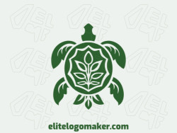 Memorable logo in the shape of a turtle combined with a plant with abstract style, and customizable colors.