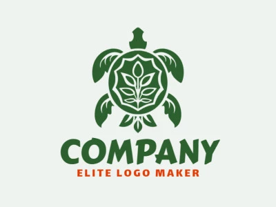 Logotipo memorable en forma de una tortuga combinado con una planta con estilo abstracto y colores personalizables.