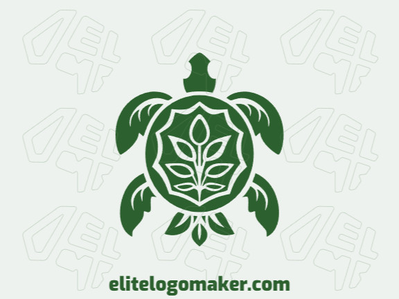 Logotipo memorável com a forma de uma tartaruga combinado com uma planta com estilo abstrato, e cores customizáveis.