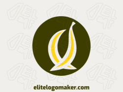 Abstract logo with solid shapes forming two bananas with a refined design with green and yellow colors.