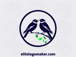 Create your online logo in the shape of two birds with customizable colors and abstract style.
