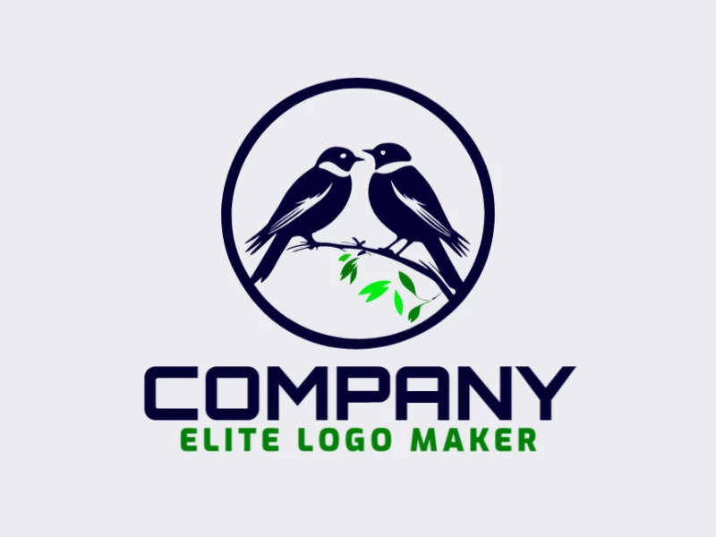 Crear su logotipo en línea con la forma de dos pájaros con colores personalizables y estilo abstracto.