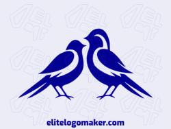 Vector logo in the shape of two little birds with a simple style and dark blue color.