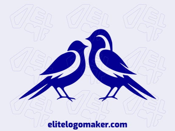 Logotipo vetorial com a forma de dois passarinhos com estilo simples e cor azul escuro.