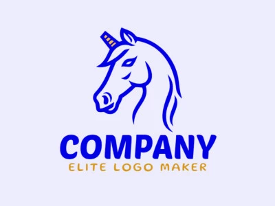 Logotipo mascota en forma de un unicornio con diseño creativo.