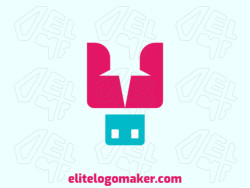 Simple logo with the shape of a pin combined with a pen drive with blue and pink colors.