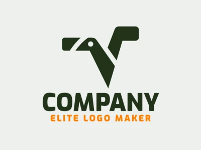 Crear su logotipo en línea con la forma de una letra "V" combinado con un dinosaurio, con colores personalizables y estilo minimalista.