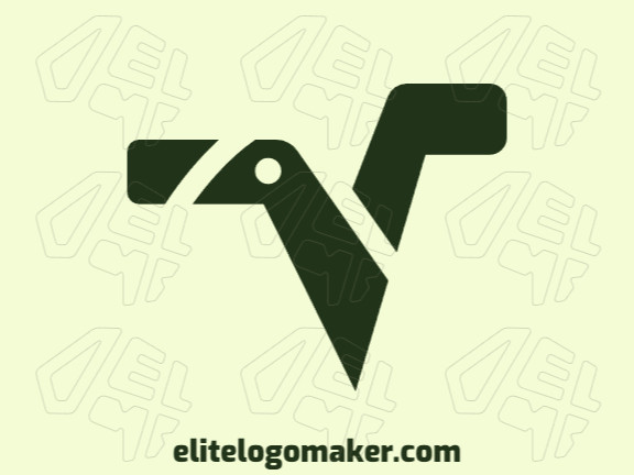 Crie seu logotipo online com a forma de uma letra "V" combinado com um dinossauro, com cores customizáveis e estilo minimalista.