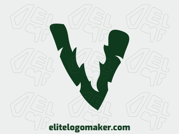 Logotipo disponível para venda com a forma de uma letra "V" com estilo letra inicial e cor verde.