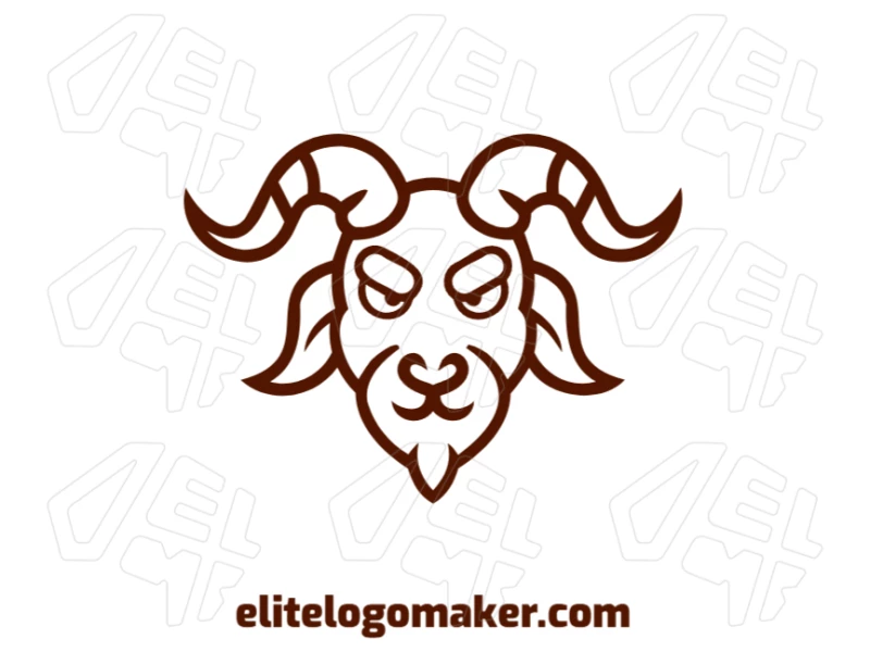 Um logotipo profissional com uma imagem vetorial de uma cabeça de bode com design simétrico, oferecendo um conceito de logo clássico e atemporal para qualquer marca.