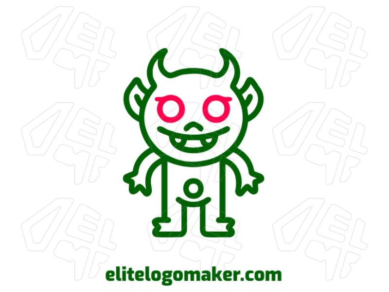 A creative logo design featuring a vector image of a green monster with a symmetrical design, perfect for easy logo creation.